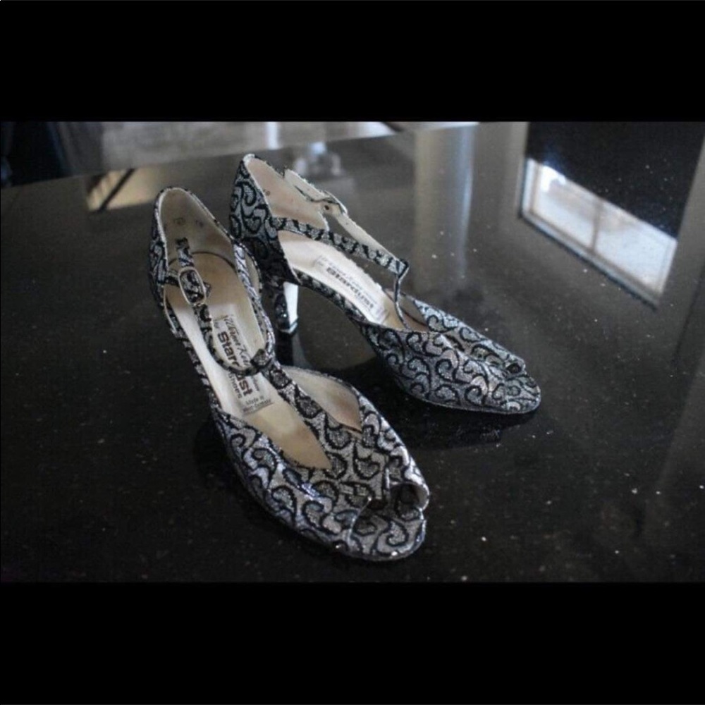 Vintage Werner Kern Stardust Glitter Shoes 7 Made in West Germany Heels Ballroom